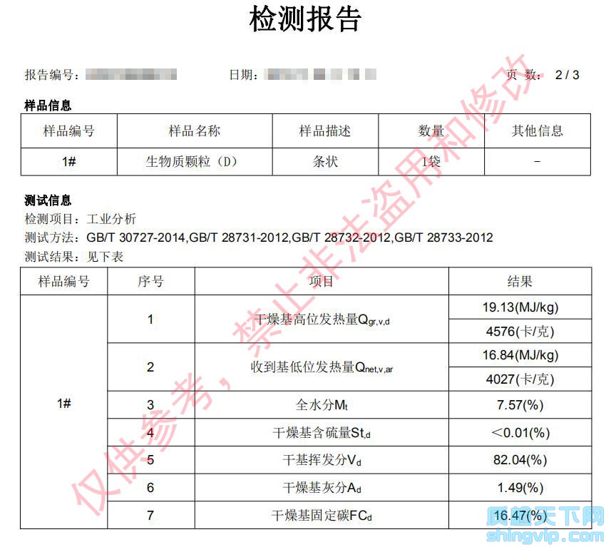 生物質(zhì)顆粒檢測(cè)報(bào)告